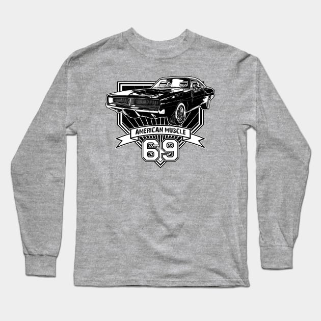 1969 American Muscle Car Long Sleeve T-Shirt by CoolCarVideos